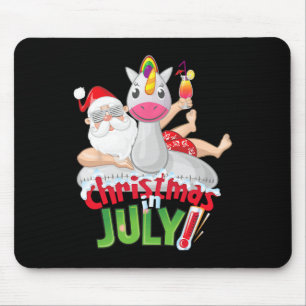 Funny Christmas In July Shirt Summer Unicorn Float Mouse Pad
