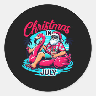 Funny Christmas In July Shirt Summer Vacation Gift Classic Round Sticker