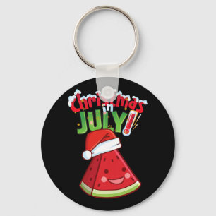 Funny Christmas In July Shirt Summer Watermelon Sa Key Ring