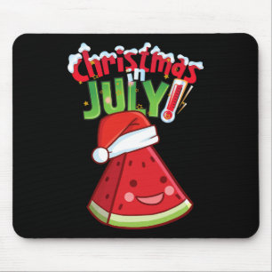 Funny Christmas In July Shirt Summer Watermelon Sa Mouse Pad