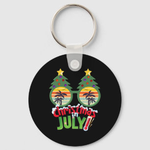 Funny Christmas In July Shirt Summer Xmas Tree Sun Key Ring