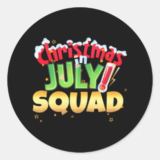Funny Christmas in July Squad Summer Group Santa Classic Round Sticker