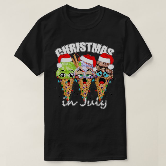 Funny Christmas in July Summer Icecream T-Shirt (Design Front)