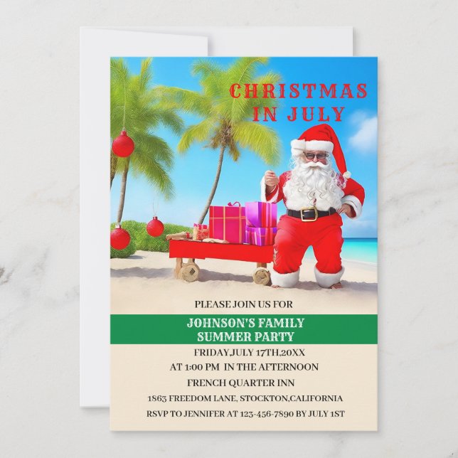 Funny Christmas In July Summer Party  Invitation (Front)