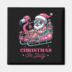 Funny Christmas In July Summer Santa Flamingo Slei Magnet