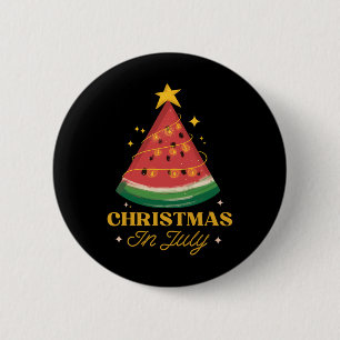 Funny Christmas In July Watermelon Summer Xmas Tre 6 Cm Round Badge