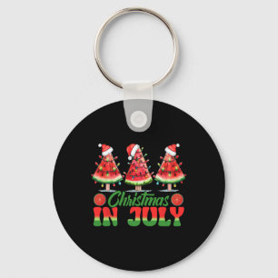 Funny Christmas In July Watermelon Tree Lights Xma Key Ring