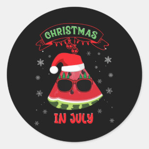 Funny Christmas In July Watermelon Xmas Tree Santa Classic Round Sticker