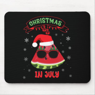 Funny Christmas In July Watermelon Xmas Tree Santa Mouse Pad