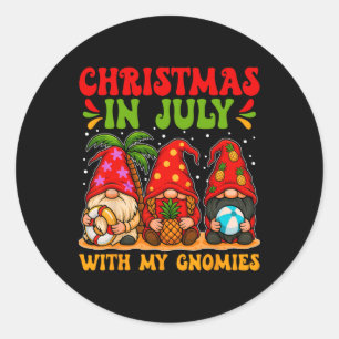 Funny Christmas In July With My Gnomies Gnomes Sum Classic Round Sticker