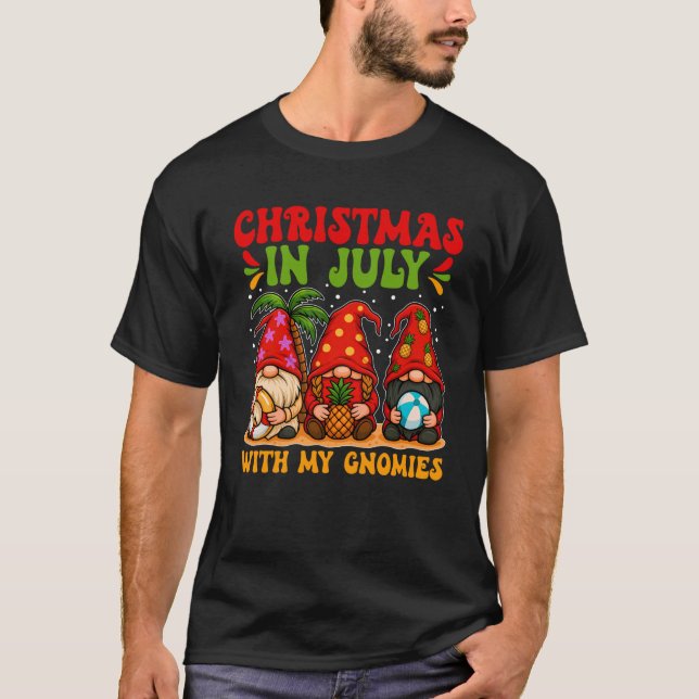 Funny Christmas In July With My Gnomies Gnomes Sum T-Shirt (Front)