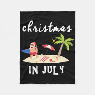 Funny Christmas In July With Surfing Santa Gift Me Fleece Blanket