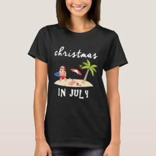 Funny Christmas In July With Surfing Santa Gift Me T-Shirt