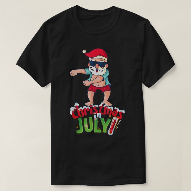 Funny Christmas in JulySummer Dabbing Santa Xmas  T-Shirt (Design Front)