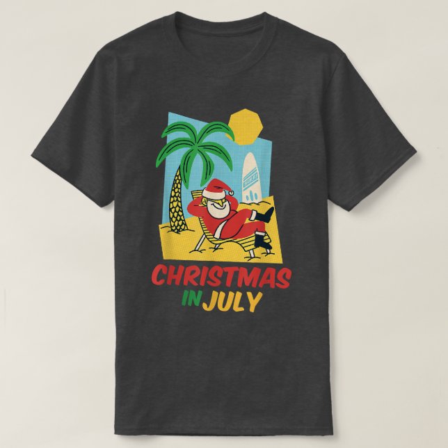 Funny Christmas in JulySummer Santa Beach Xmas  T-Shirt (Design Front)