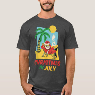 Funny Christmas in JulySummer Santa Beach Xmas  T-Shirt
