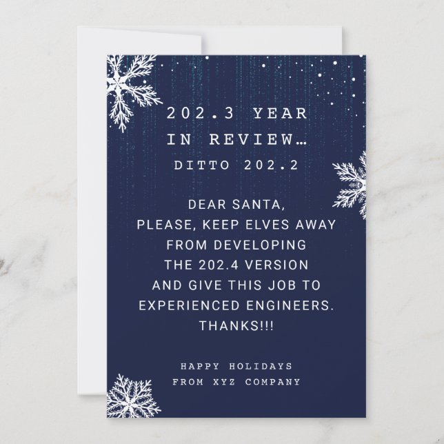 Funny Christmas in Review Programmer Company Holiday Card (Front)