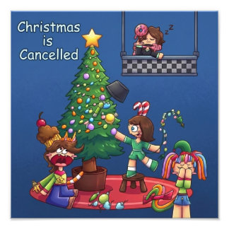 Funny Christmas is Cancelled Chibi Characters Stic Photo Print