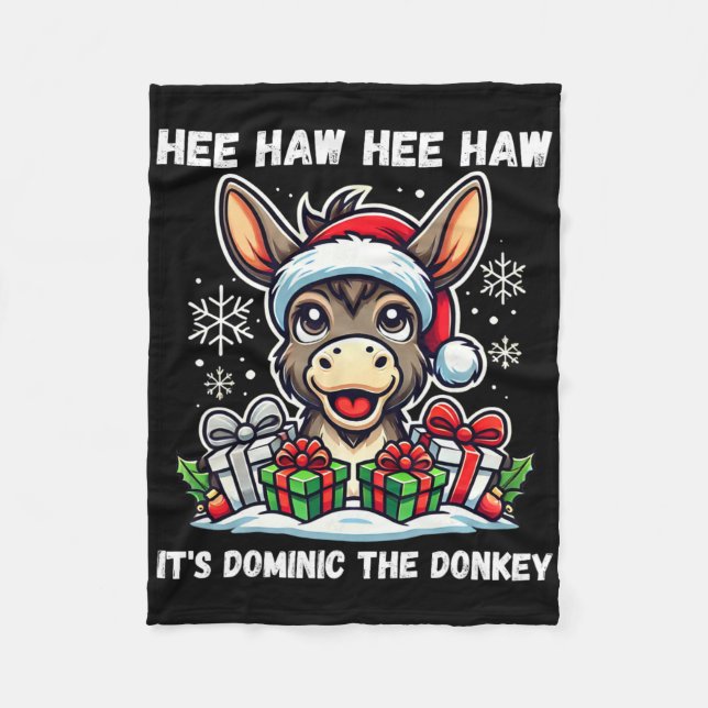 Funny Christmas Italian Christmas Donkey Dominic T Fleece Blanket (Front)