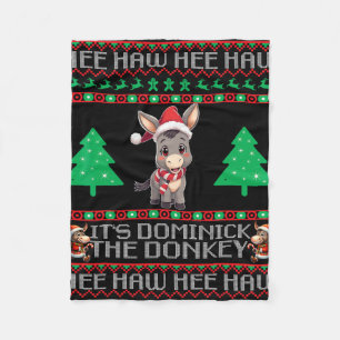 Funny Christmas Italian Christmas Donkey Dominick  Fleece Blanket