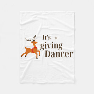 Funny Christmas It's Giving Dancer Reindeer Dance Fleece Blanket