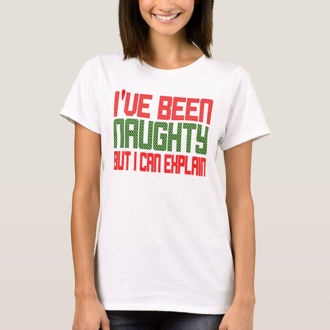 Funny Christmas I've Been Naughty Cross Stitch T-Shirt (Front)