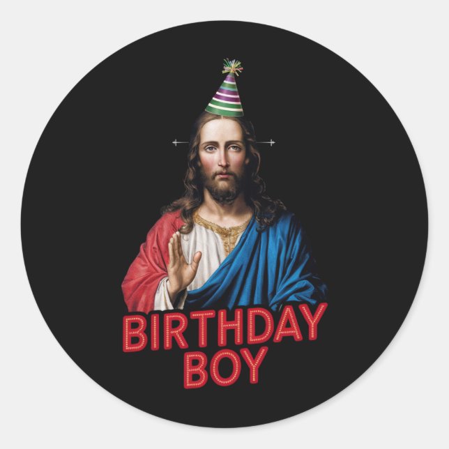 Funny Christmas Jesus Birthday Boy  Classic Round Sticker (Front)