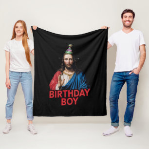 Funny Christmas Jesus Birthday Boy  Fleece Blanket