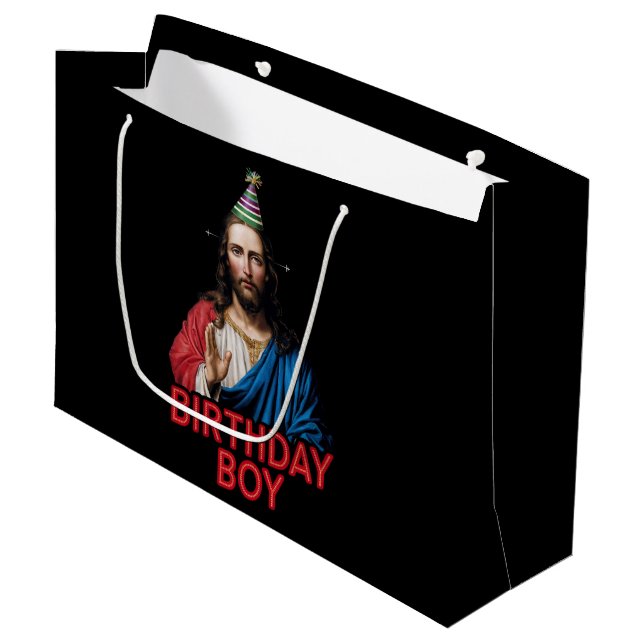 Funny Christmas Jesus Birthday Boy  Large Gift Bag (Front Angled)