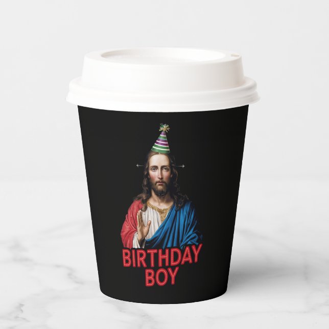 Funny Christmas Jesus Birthday Boy  Paper Cups (Front)
