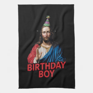 Funny Christmas Jesus Birthday Boy Tea Towel
