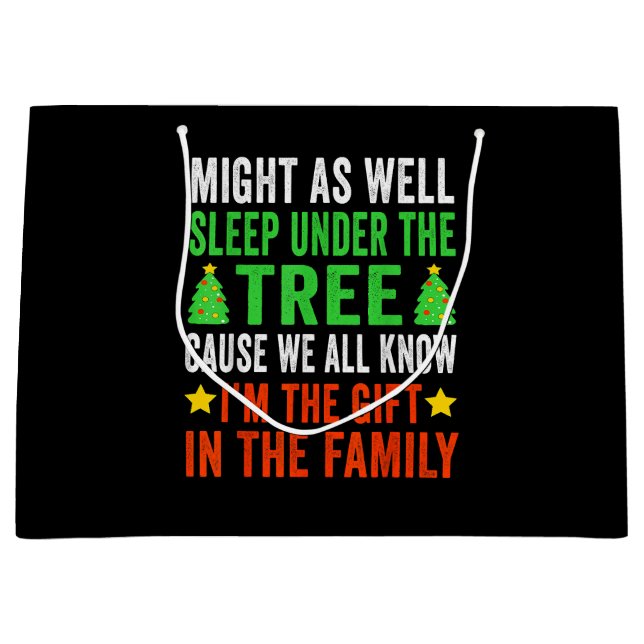 Funny Christmas Kids Christmas Pyjamas Girls Boys Large Gift Bag (Front)