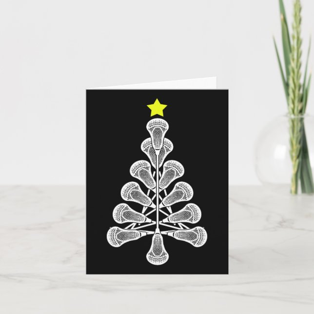 Funny Christmas Lacrosse Tree Lacrosse Player Gift Card (Front)