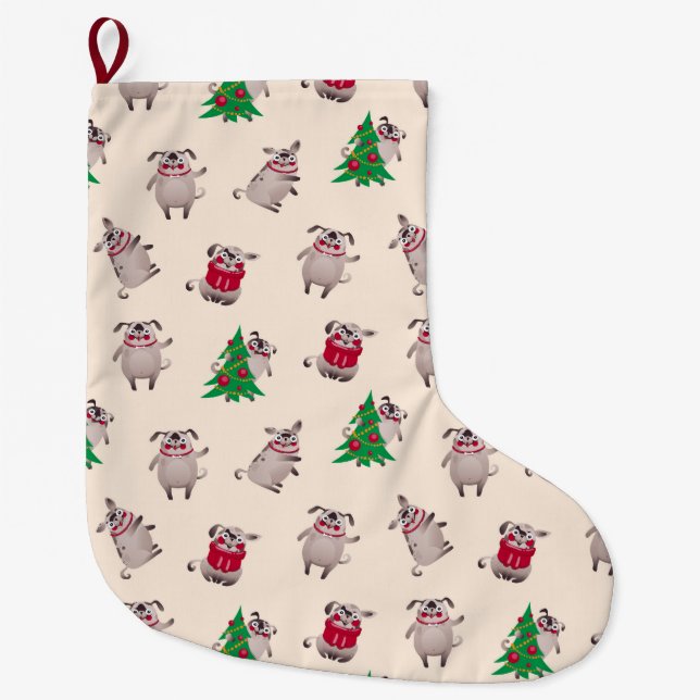 Funny Christmas Large Christmas Stocking (Front)