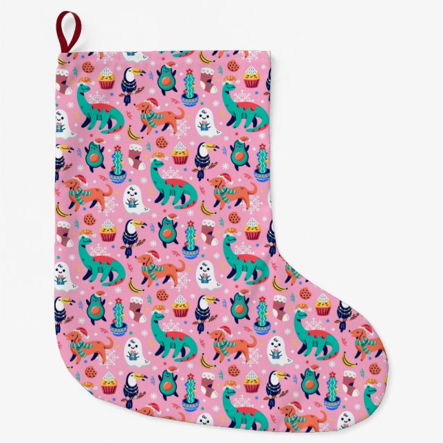 Funny Christmas Large Christmas Stocking (Front)