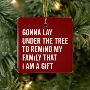 Funny Christmas Lay Under The Tree Xmas Gifts Ceramic Ornament