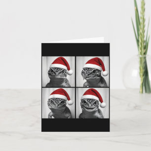 Funny Christmas Leopard Gecko Santa Photo Booth Card