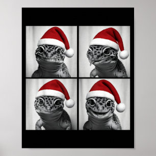 Funny Christmas Leopard Gecko Santa Photo Booth  Poster
