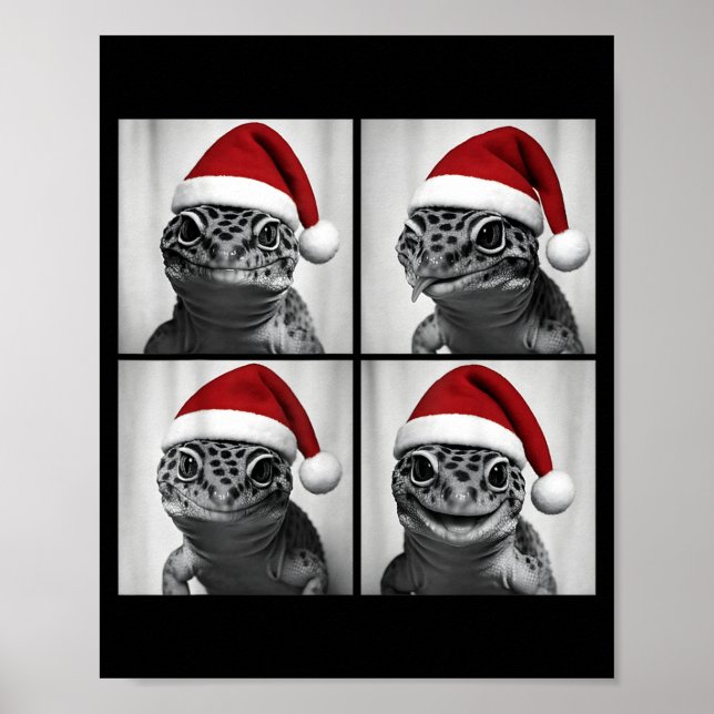 Funny Christmas Leopard Gecko Santa Photo Booth  Poster (Front)
