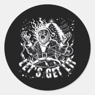 Funny Christmas Let's Get Lit Party Classic Classic Round Sticker