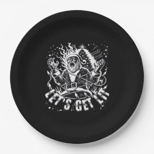 Funny Christmas Let's Get Lit Party Classic Paper Plate