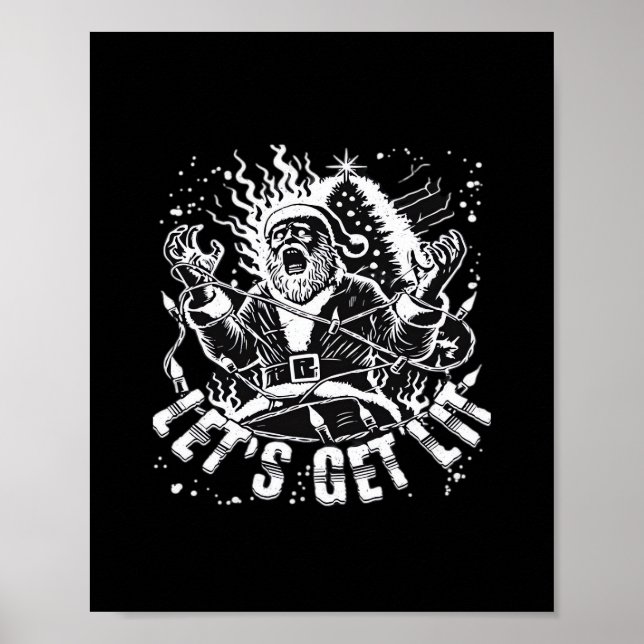 Funny Christmas Let's Get Lit Party Classic Poster (Front)