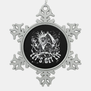 Funny Christmas Let's Get Lit Party Classic Snowflake Pewter Christmas Ornament