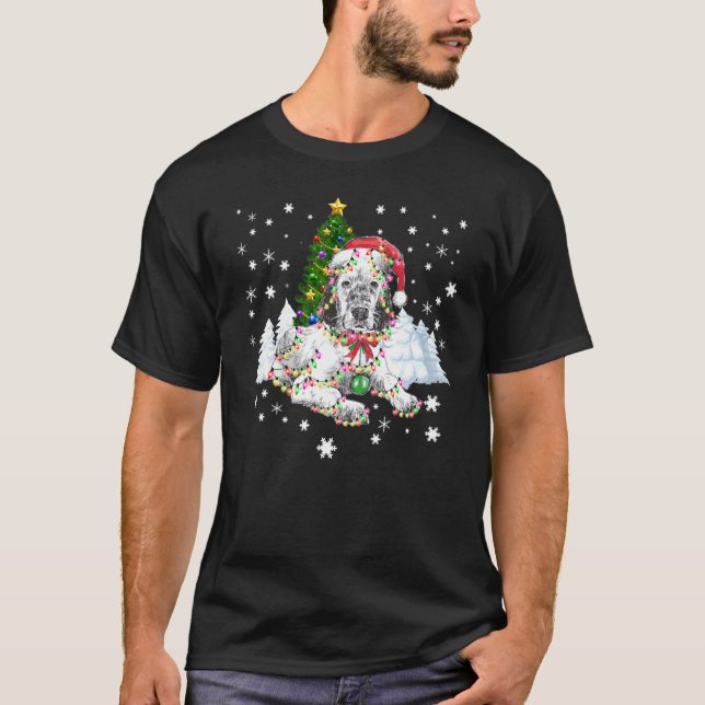 Funny Christmas Lights English Setter Dog For Men  T-Shirt (Front)