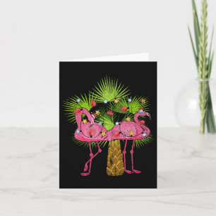 Funny Christmas Lights Flamingos Summer Christmas Card