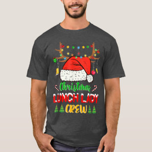 Funny Christmas Lights Lunch Lady Crew Reindeer Sa T-Shirt