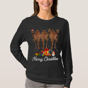Funny Christmas Lights Xmas Pajama Camel Animals L T-Shirt