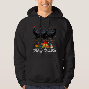 Funny Christmas Lights Xmas Pajama Raven Animals L Hoodie