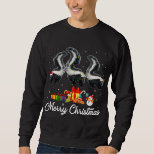 Funny Christmas Lights Xmas Pajama Skunk Animals L Sweatshirt