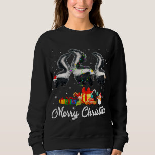 Funny Christmas Lights Xmas Pajama Skunk Animals L Sweatshirt